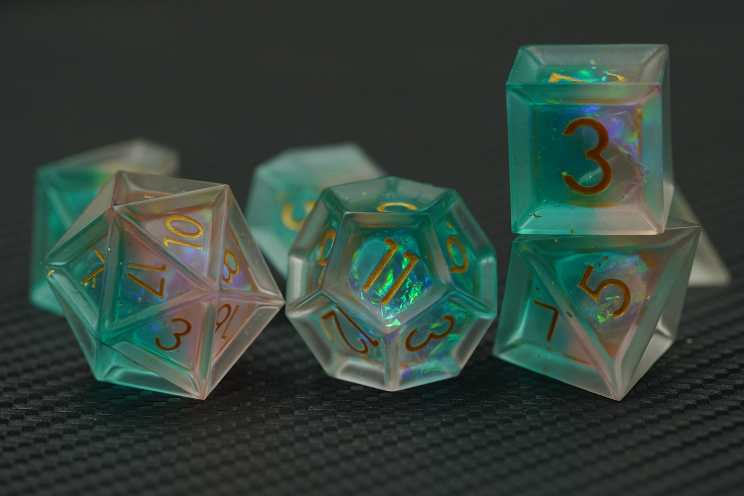 IceForge Dice Canada - Ocean Mist - Aurora Forge Sharp-Edge Dice