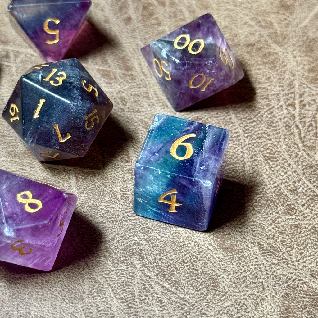 Spectral Fluorite – Natural Stone Dice Set