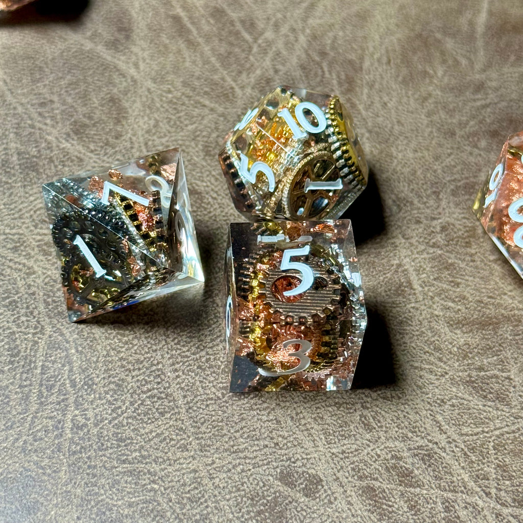 IceForge Dice Canada - Clockwork Dominion – Sharp Edge Resin Dice Set
