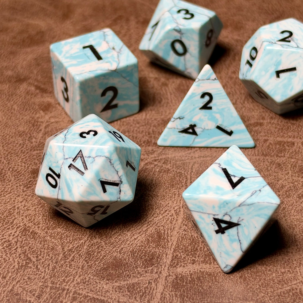 Turquoise Faultline – Gemstone Dice Set