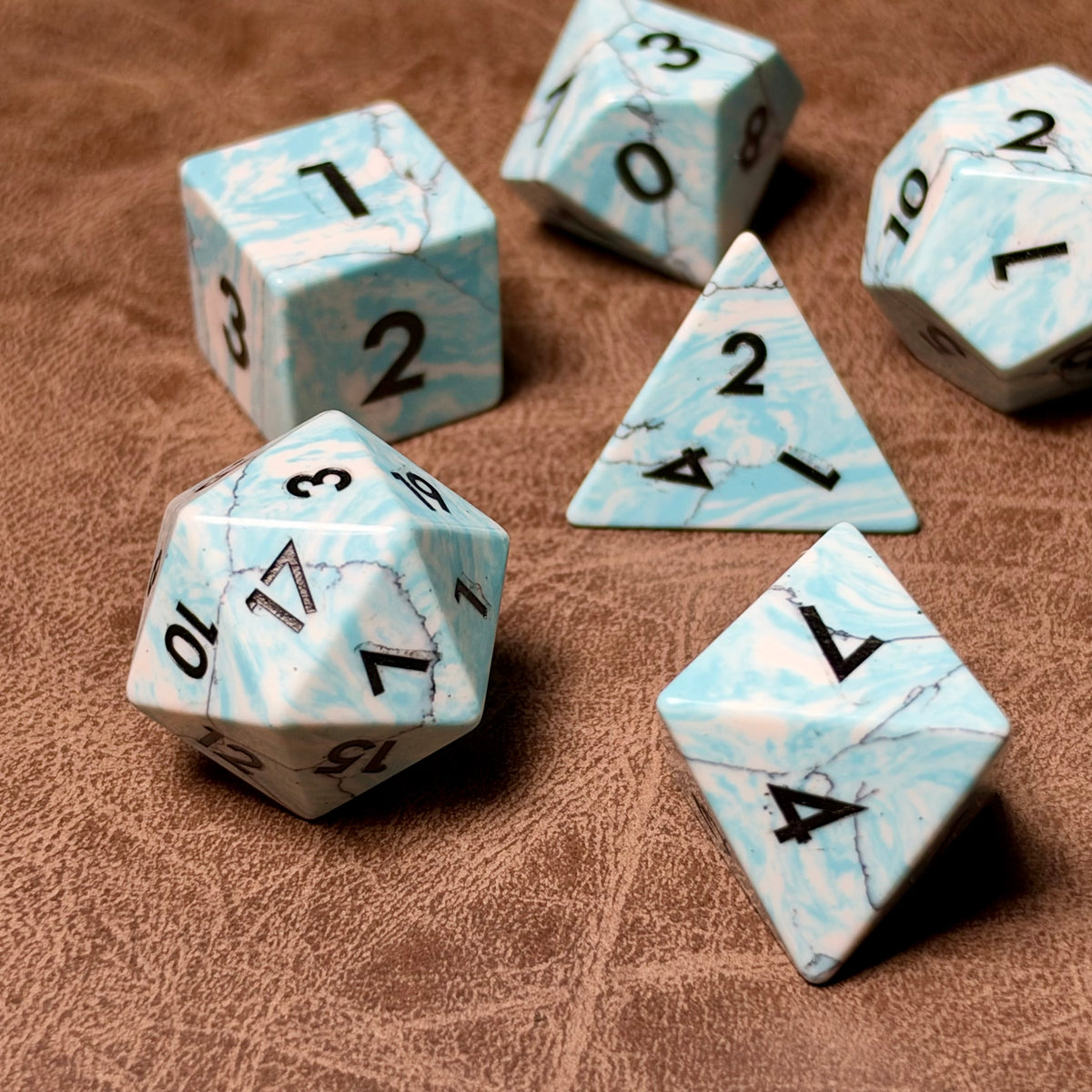 Turquoise Faultline – Gemstone Dice Set