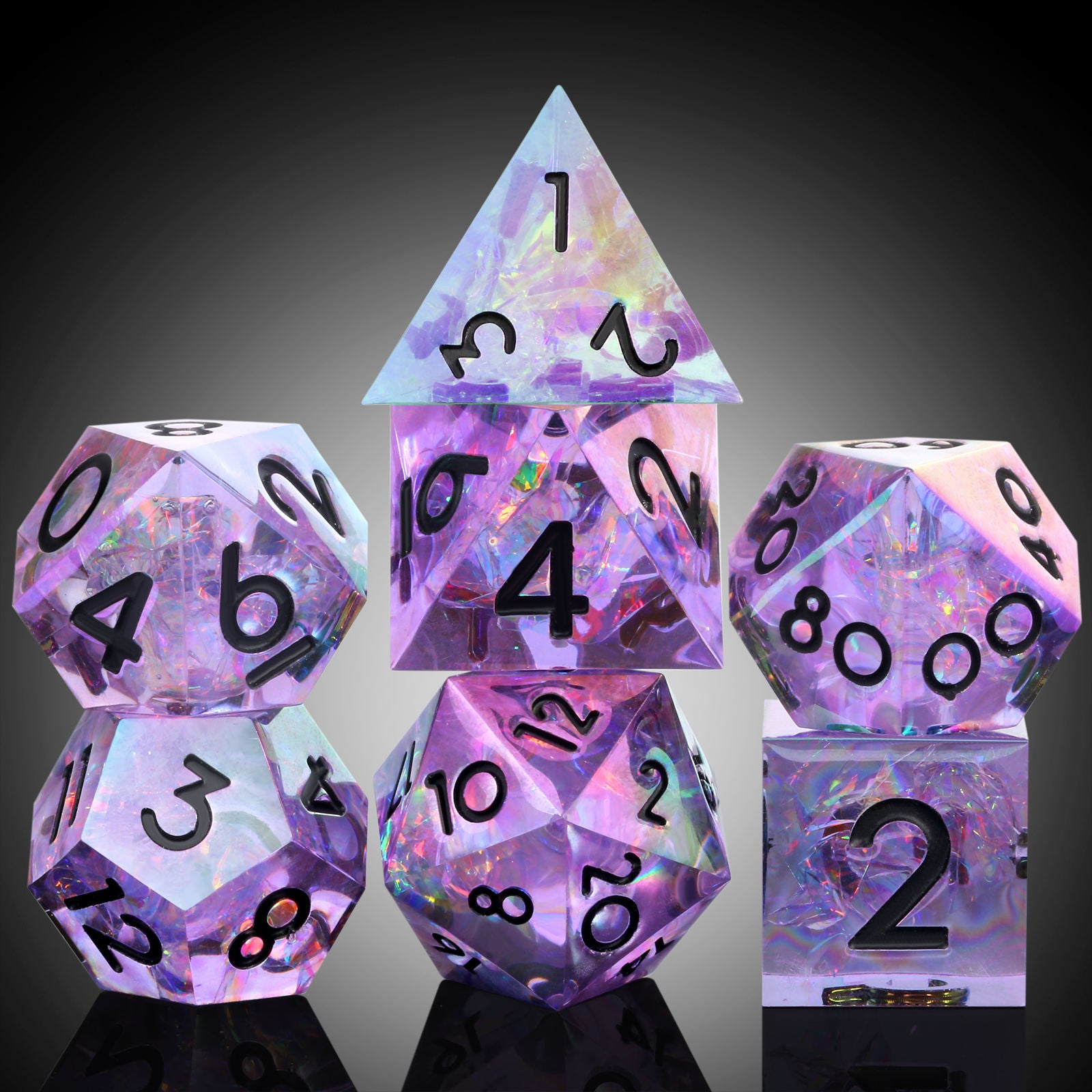 IceForge Dice Canada - Prismcore Amethyst Veil – Sharp Edge Dice Set