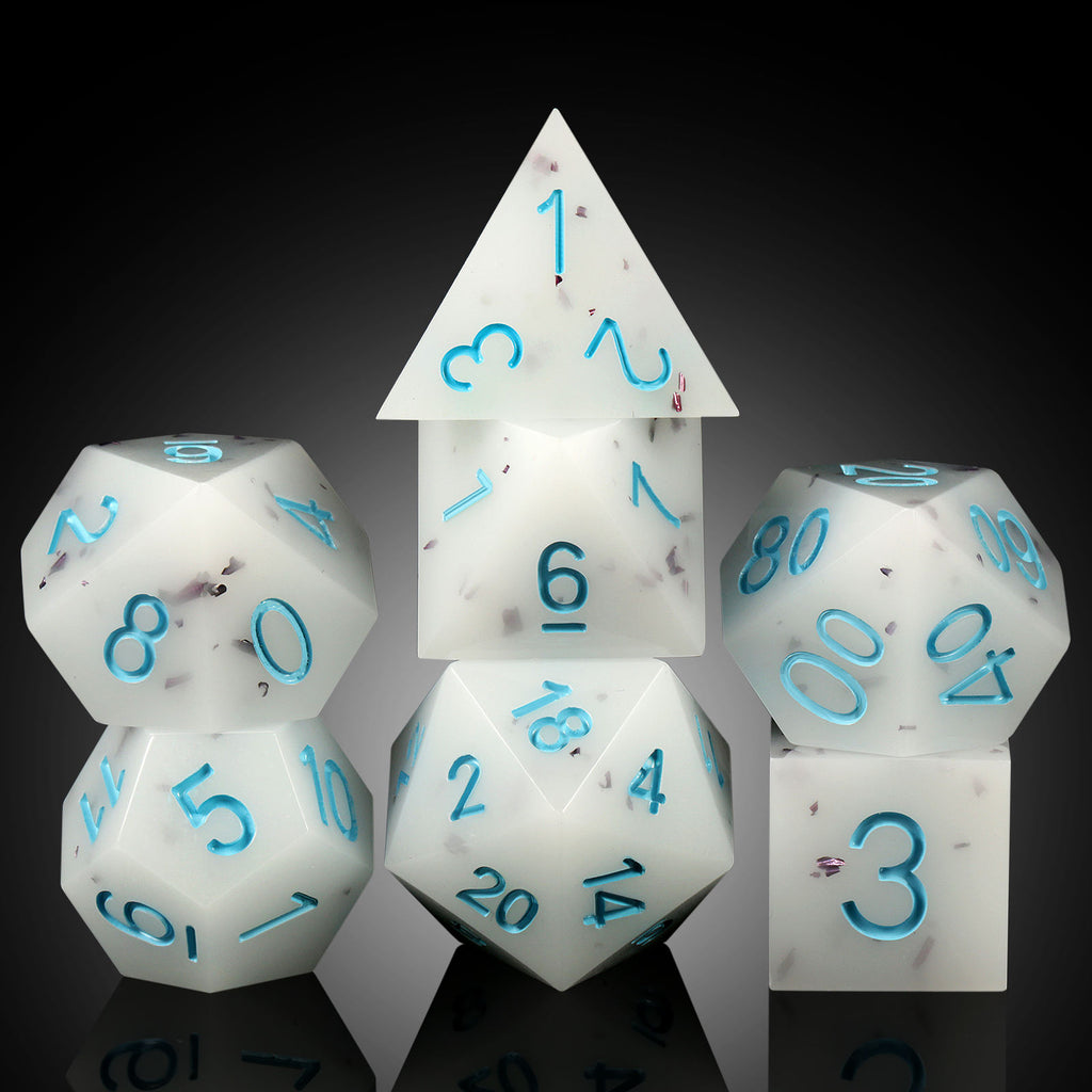 IceForge Dice Canada - Frostbite Marble Sharp Edge Dice Set