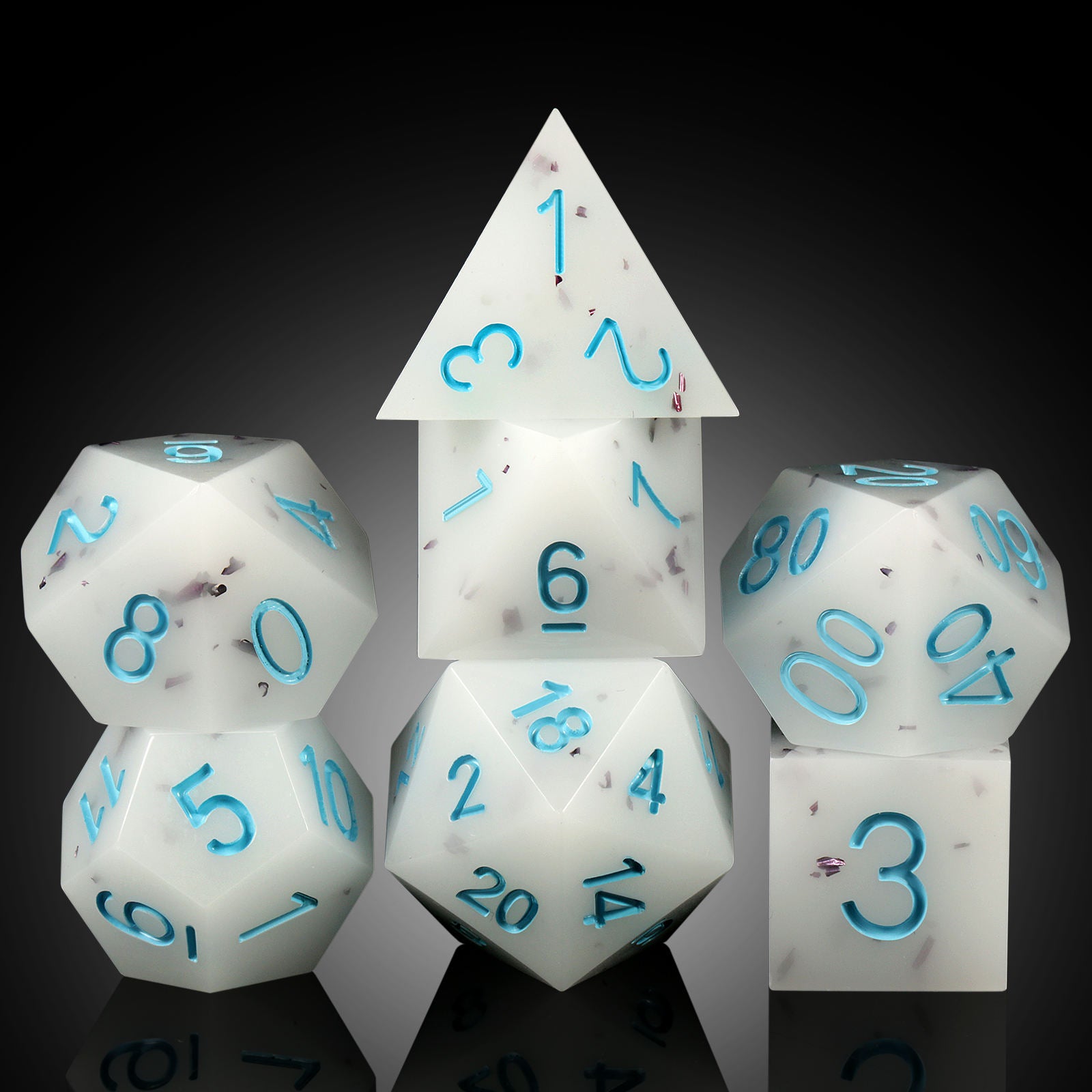 IceForge Dice Canada - Frostbite Marble Sharp Edge Dice Set