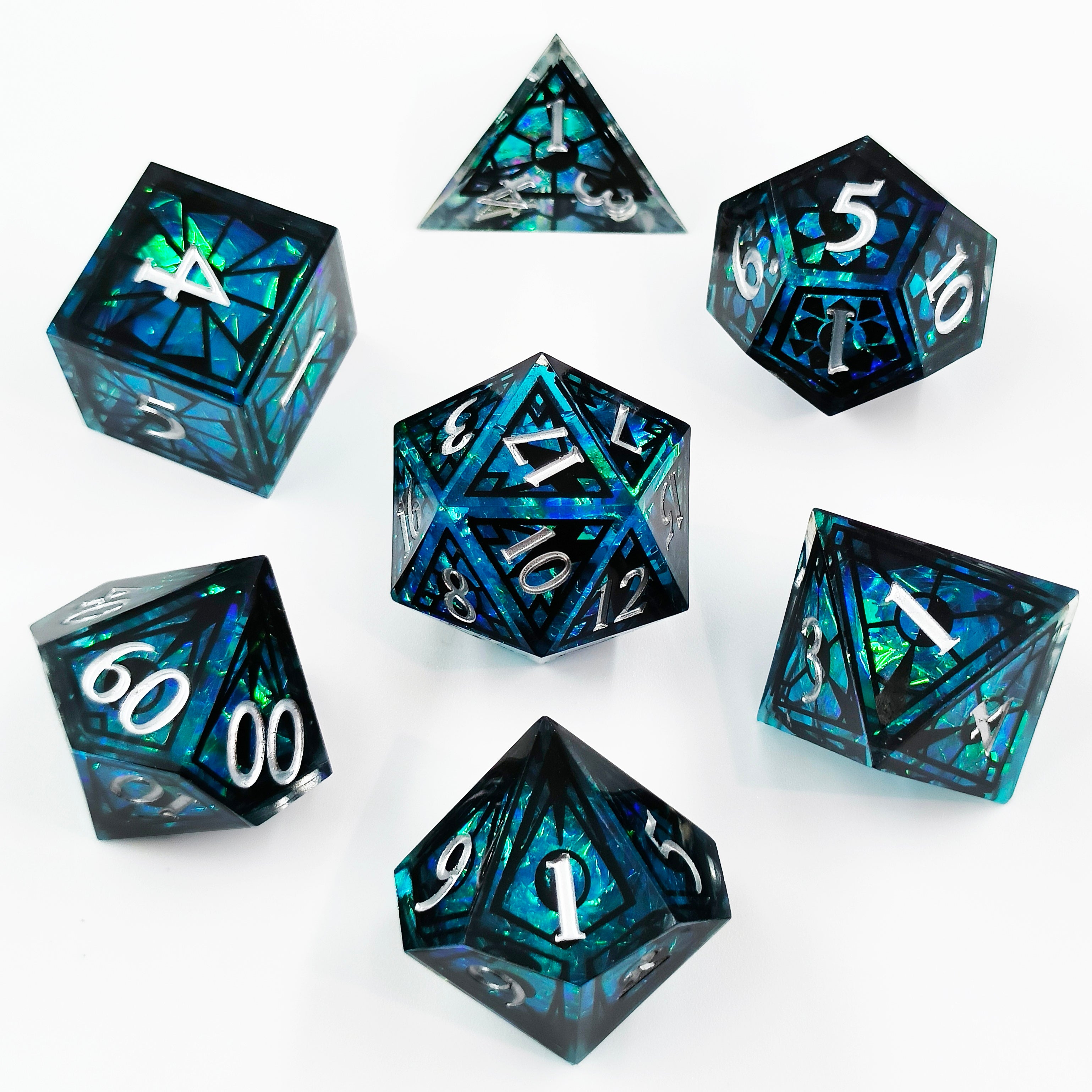 Midnight Cathedral – Sharp Edge Resin Dice Set