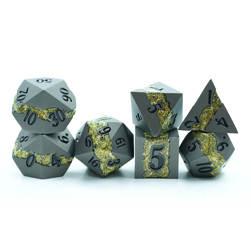 IceForge Dice Canada - Riftvein – Solar Fissure – Metal Dice Set