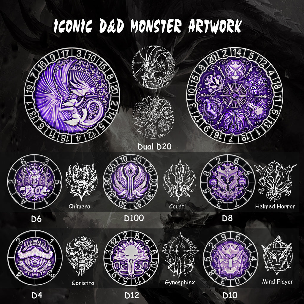 IceForge Dice Canada - Void Seraph Titan – Forged Spinner Dice (8-in-1 Dual D20)