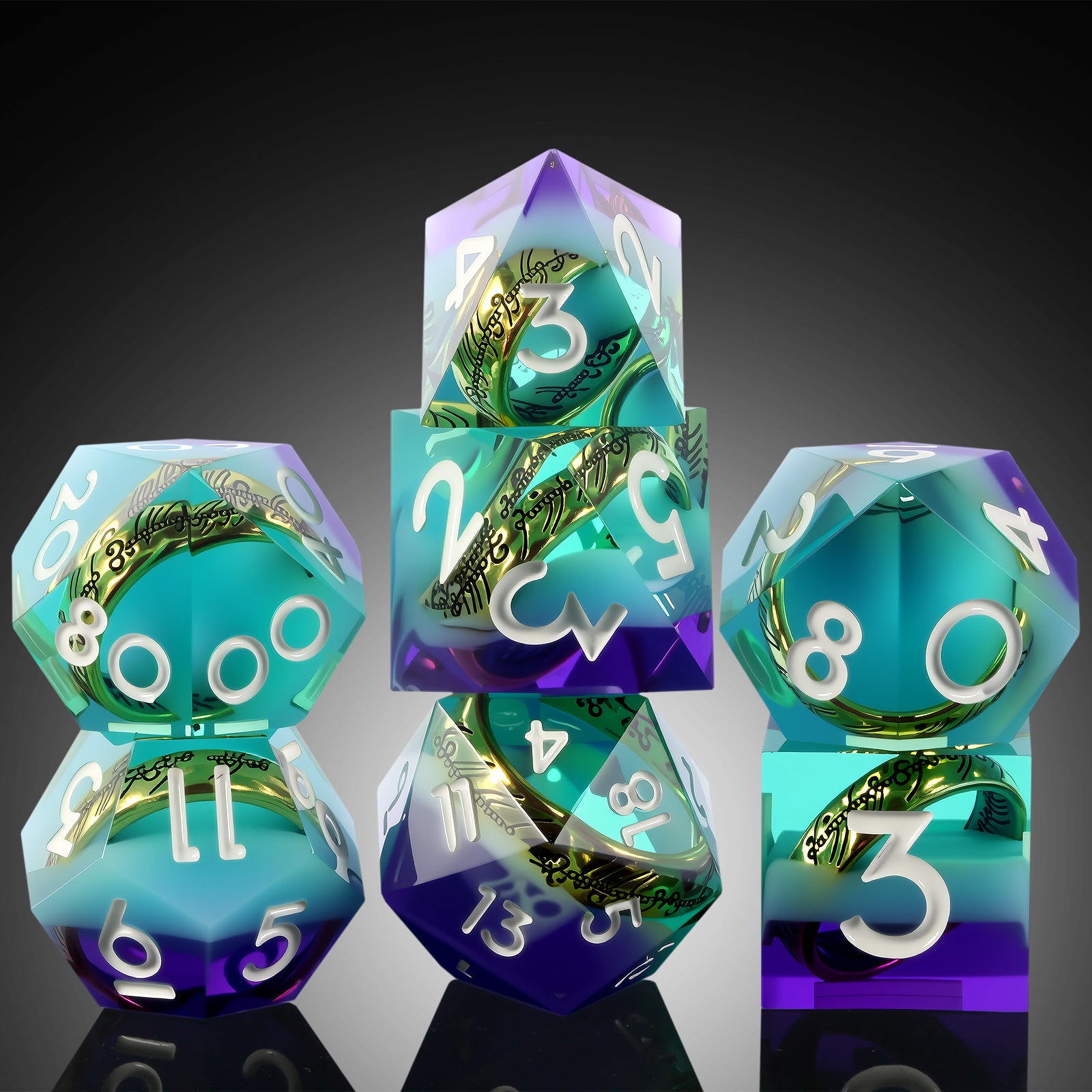 IceForge Dice Canada - Ring of Aetherglow – Floating Ring Dice Set