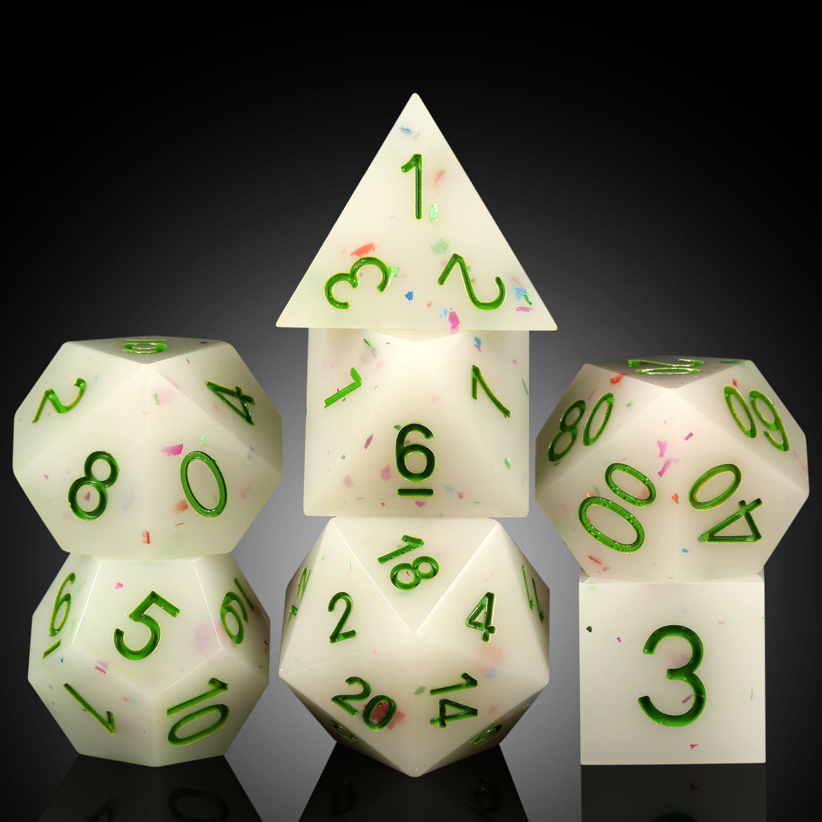 IceForge Dice Canada - Forest Confetti Sharp Edge Dice Set
