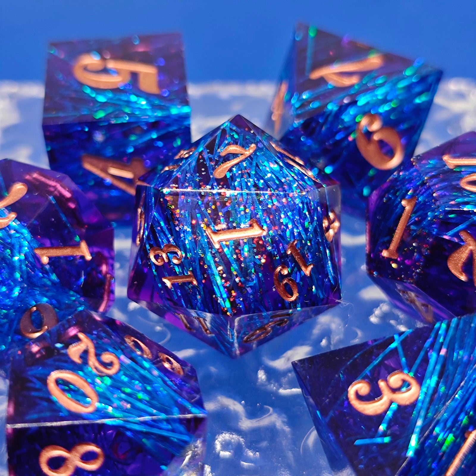 Astral Current – Sharp Edge Resin Dice Set