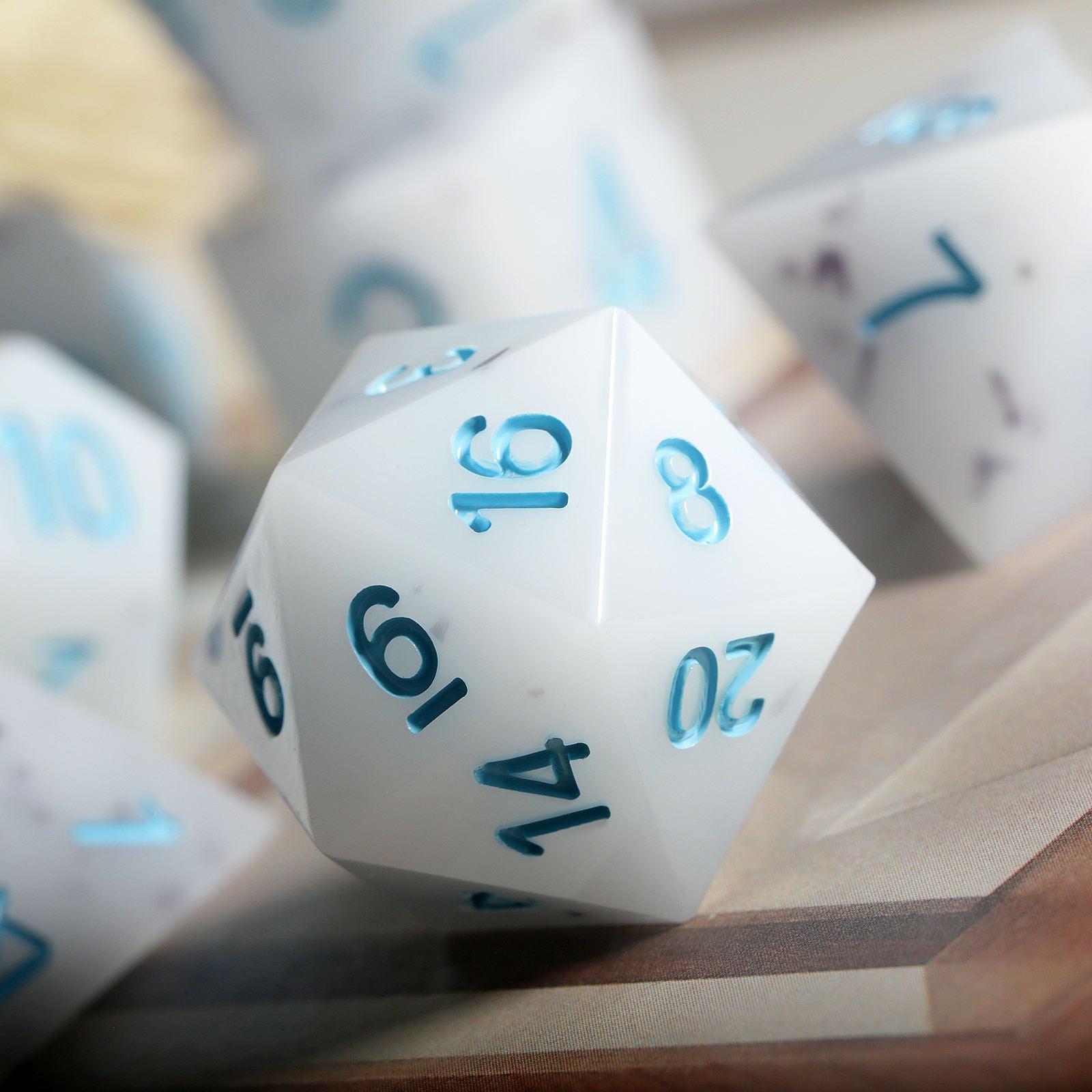 IceForge Dice Canada - Frostbite Marble Sharp Edge Dice Set