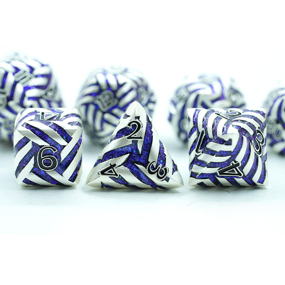 Abyssal Nightbraid – Azure Rift Metal Dice Set