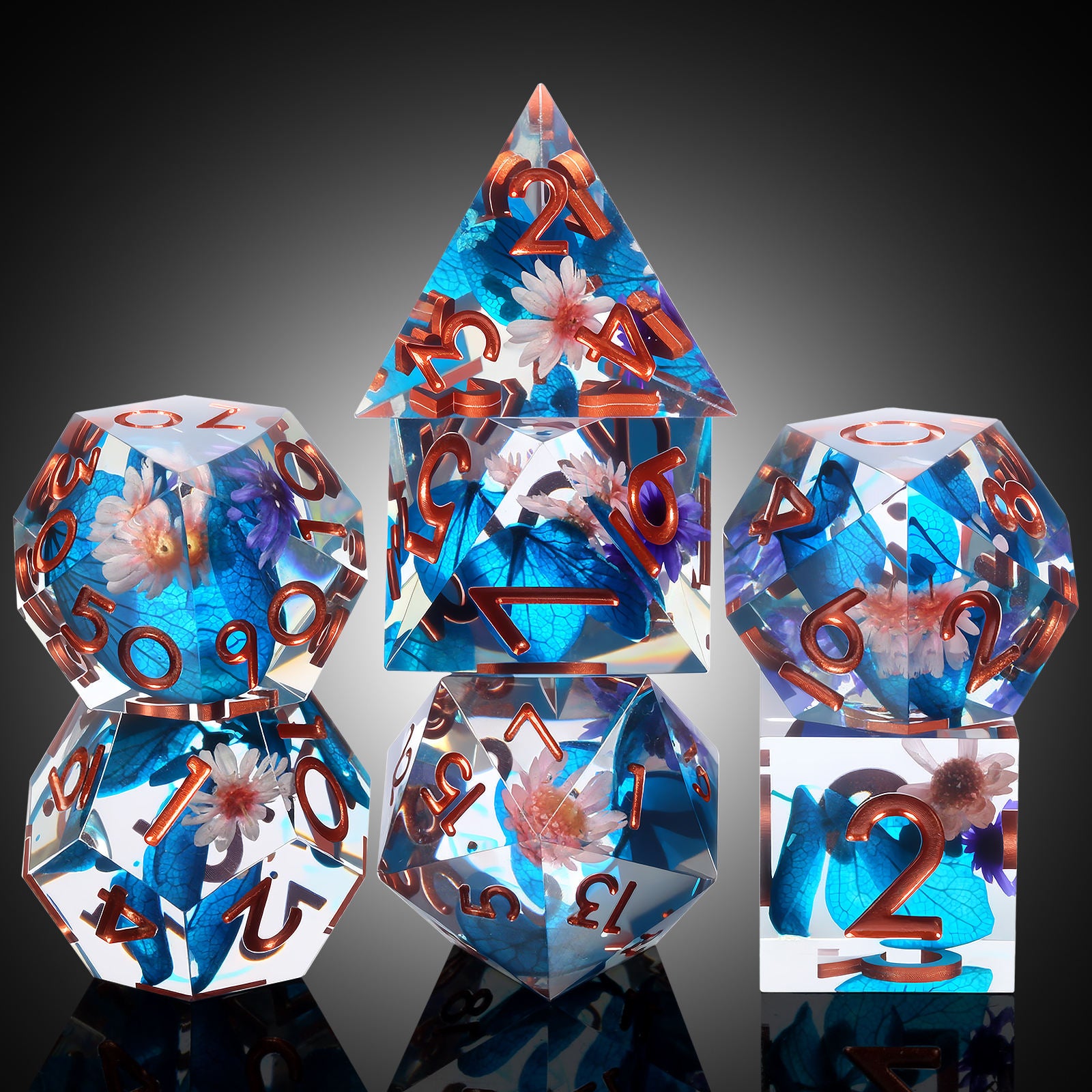 IceForge Dice Canada - Azure Twilight Bloom – Sharp Edge Dice Set