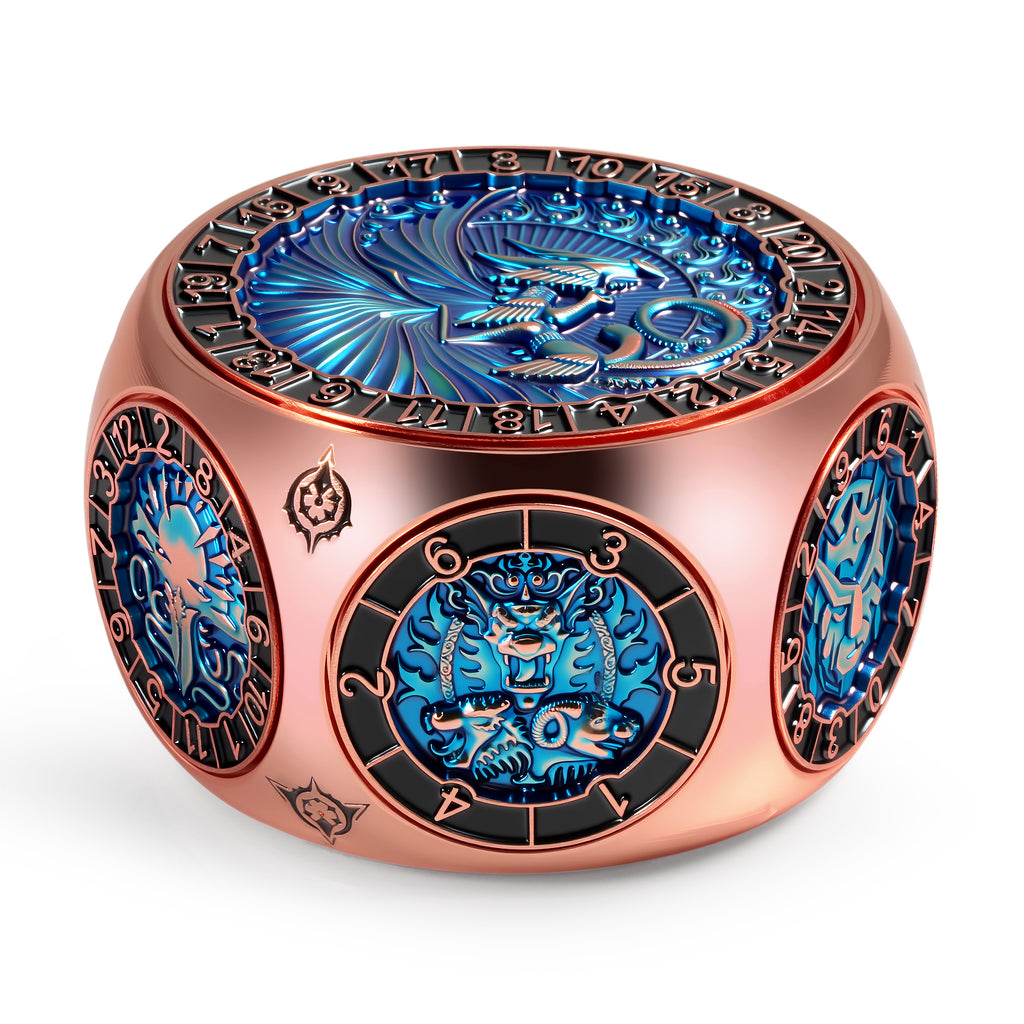 IceForge Dice Canada - Azure Wyrm Titan – Forged Spinner Dice (8-in-1 Dual D20)
