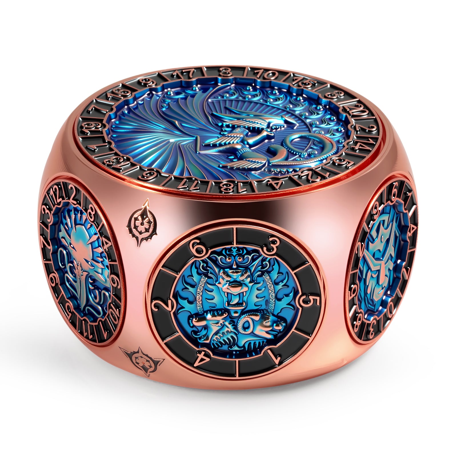 IceForge Dice Canada - Azure Wyrm Titan – Forged Spinner Dice (8-in-1 Dual D20)