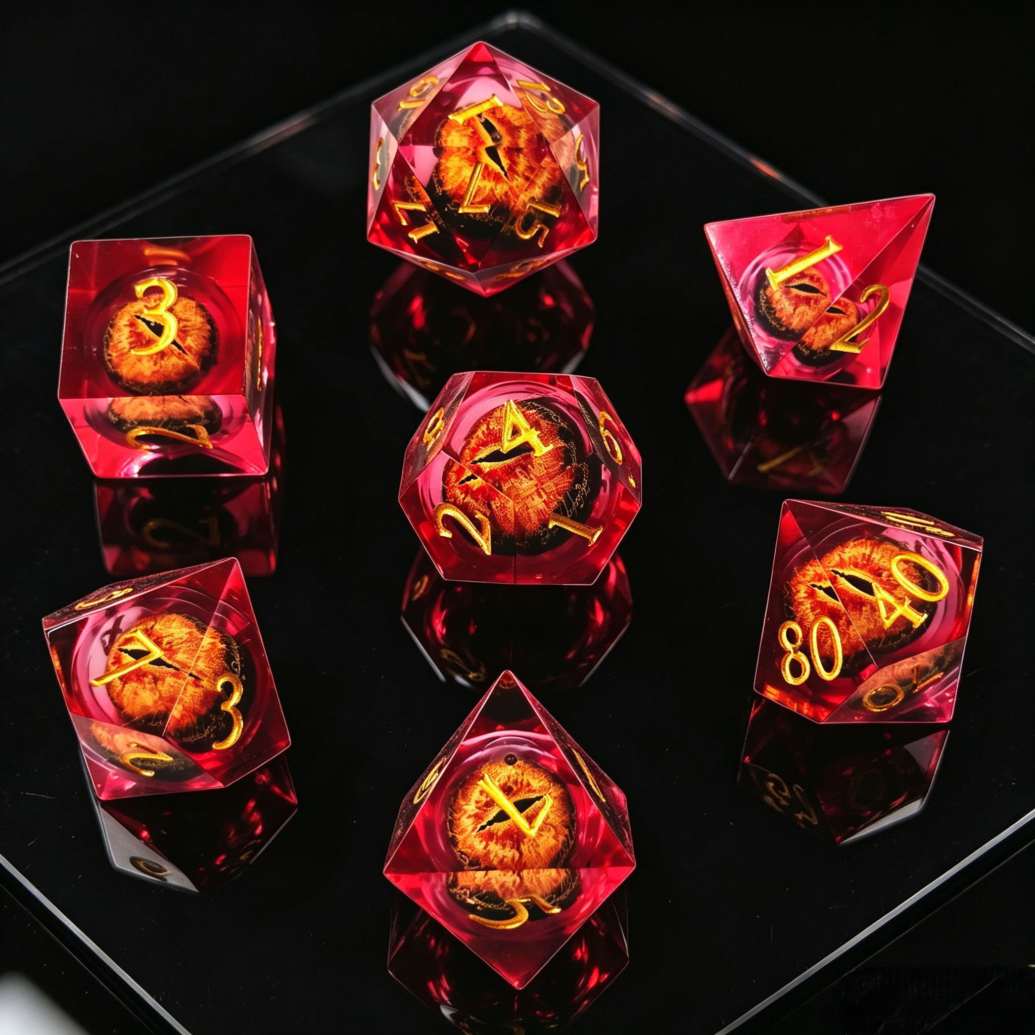 Molten Dragon's Gaze – Liquid Core Dice Set