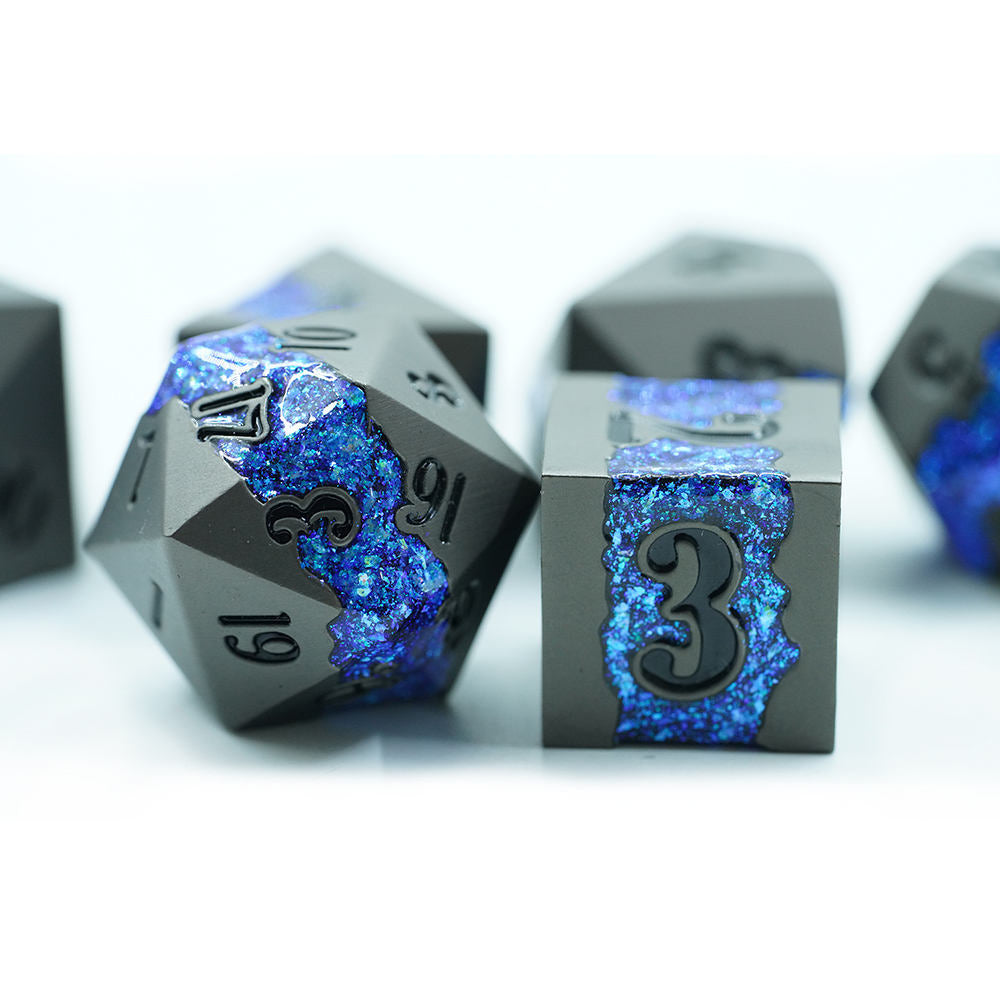 IceForge Dice Canada - Riftvein – Azure Vector – Metal Dice Set