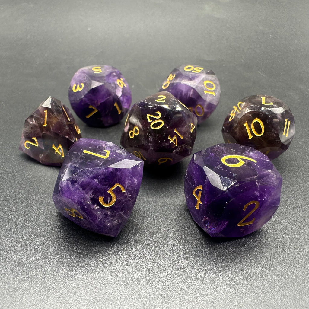 IceForge Dice Canada - Whispercrystal – Diamond Cut Amethyst Dice Set