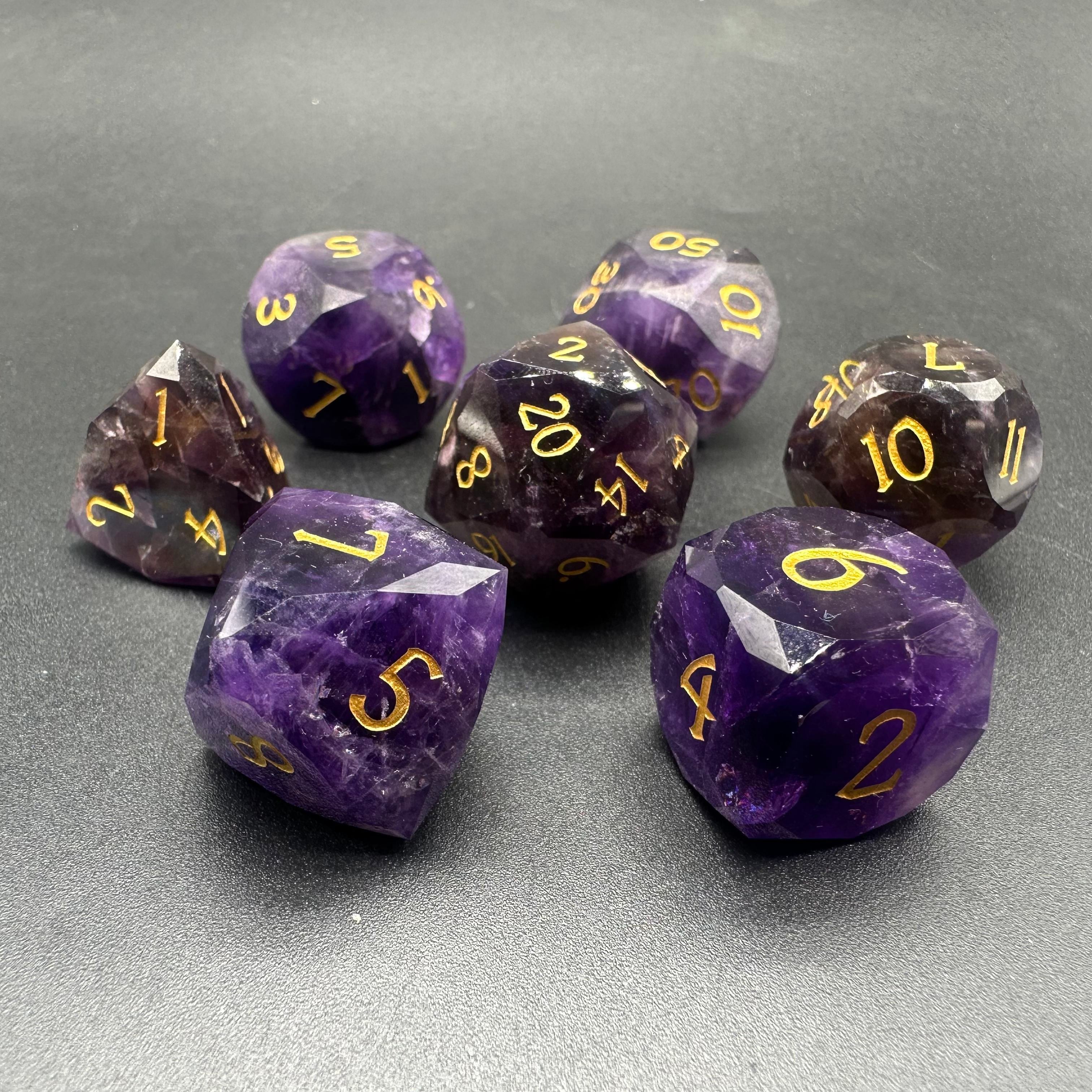 IceForge Dice Canada - Whispercrystal – Diamond Cut Amethyst Dice Set
