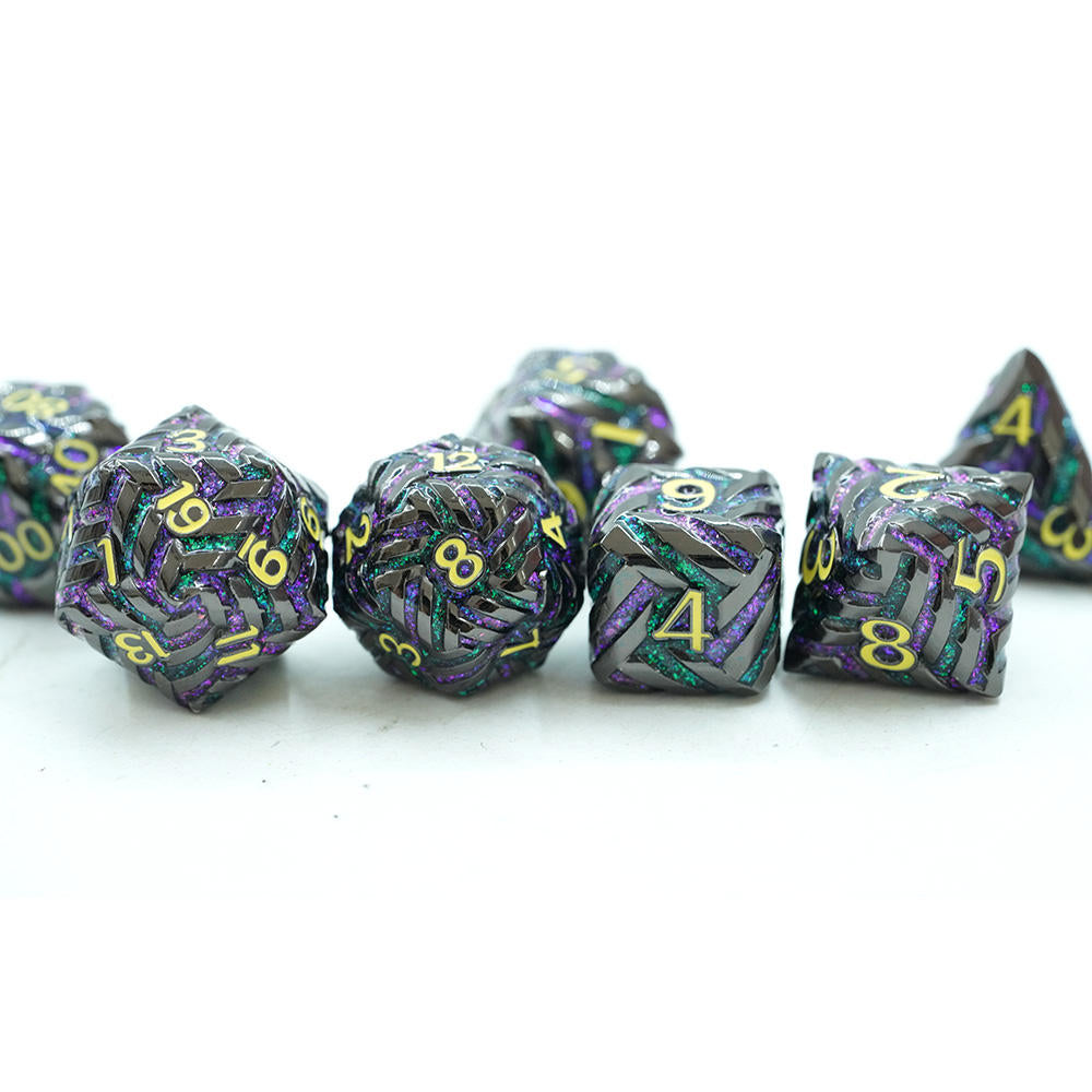 Abyssal Nightbraid – Voidbloom Spiral Metal Dice Set