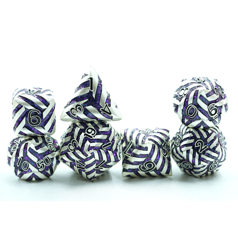 Abyssal Nightbraid – Violet Maelstrom Metal Dice Set
