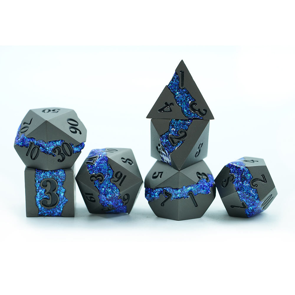 IceForge Dice Canada - Riftvein – Azure Vector – Metal Dice Set