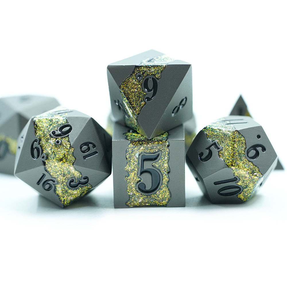 IceForge Dice Canada - Riftvein – Solar Fissure – Metal Dice Set