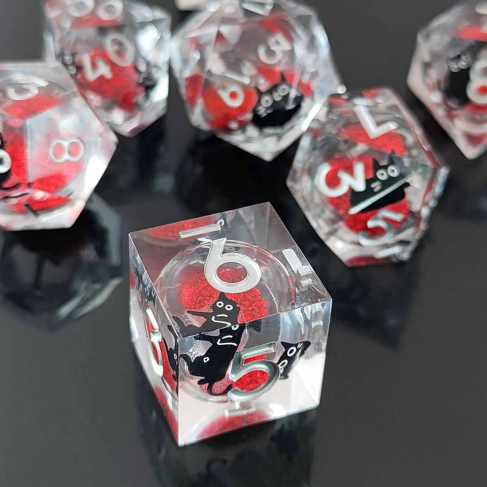 IceForge Dice Canada - Crimson Whiskers - Liquid Core Dice Set