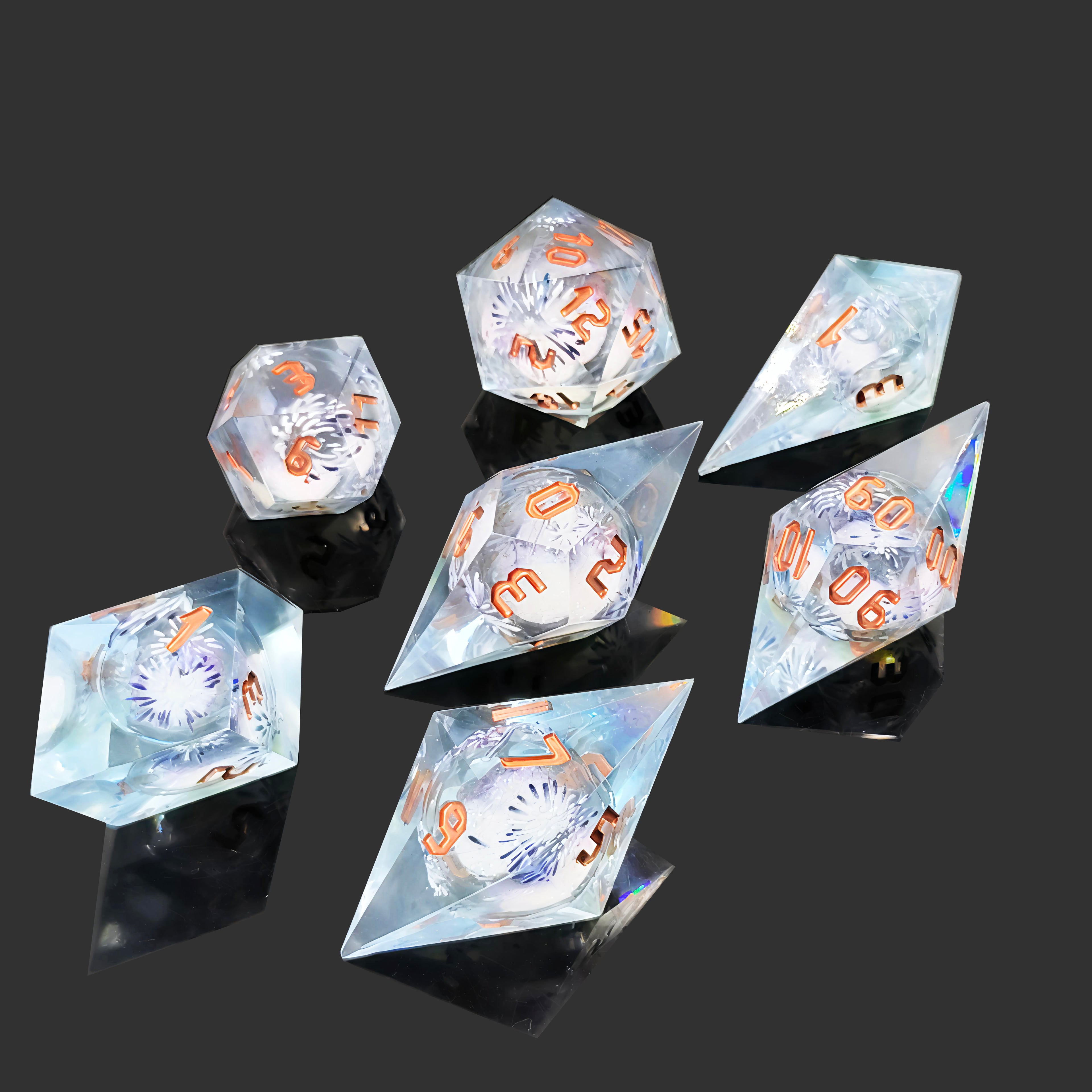 IceForge Dice Canada - Frostbloom Orb – Crystalspire Liquid Core Dice Set