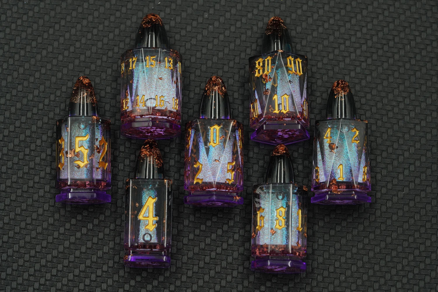 IceForge Dice Canada - Emberstorm Veil - Arcane Bullet Liquid Core Dice Set