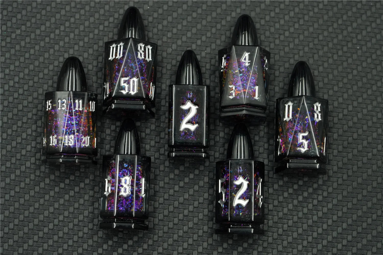 IceForge Dice Canada - Midnight Ember - Arcane Bullet Liquid Core Dice Set