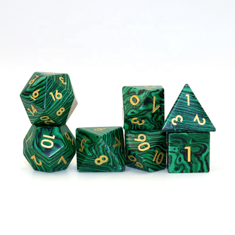 IceForge Dice Canada - Verdant Coil - Malachite Dice Set