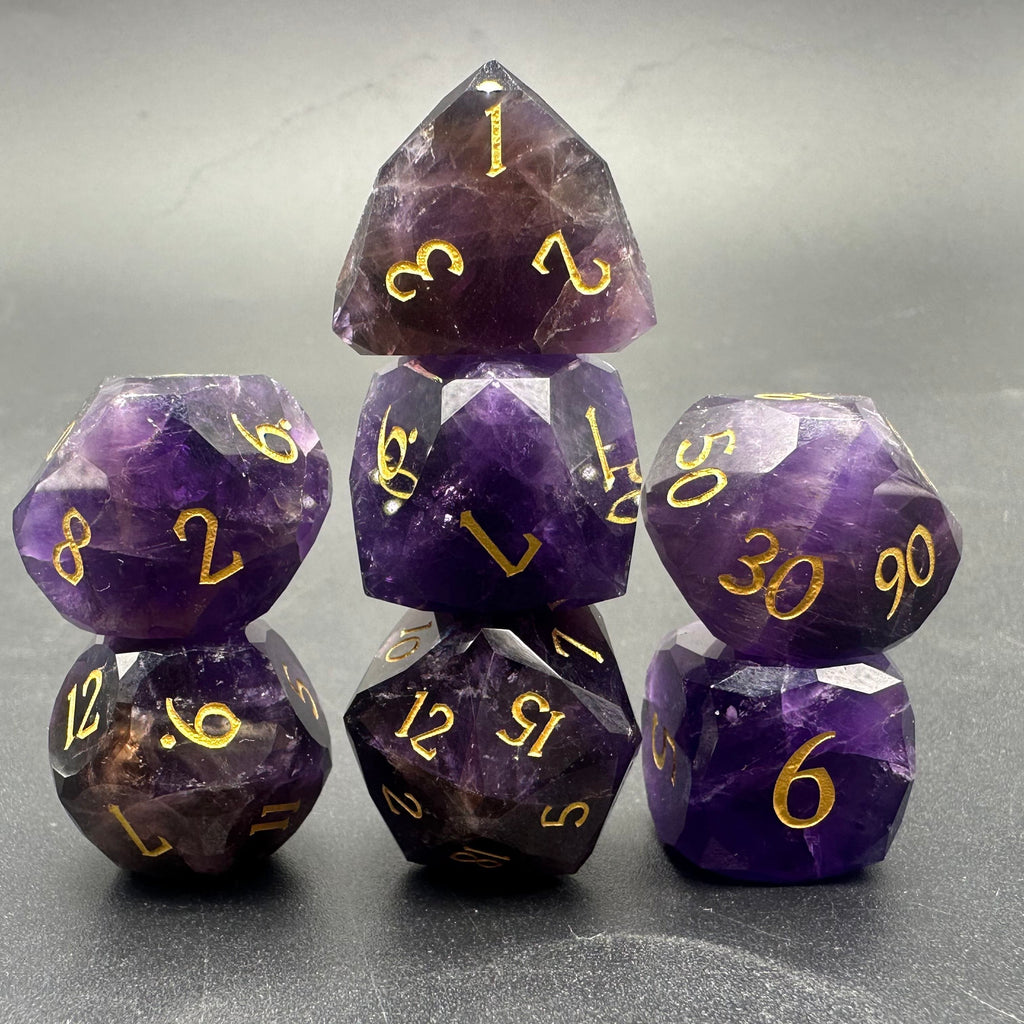 IceForge Dice Canada - Whispercrystal – Diamond Cut Amethyst Dice Set