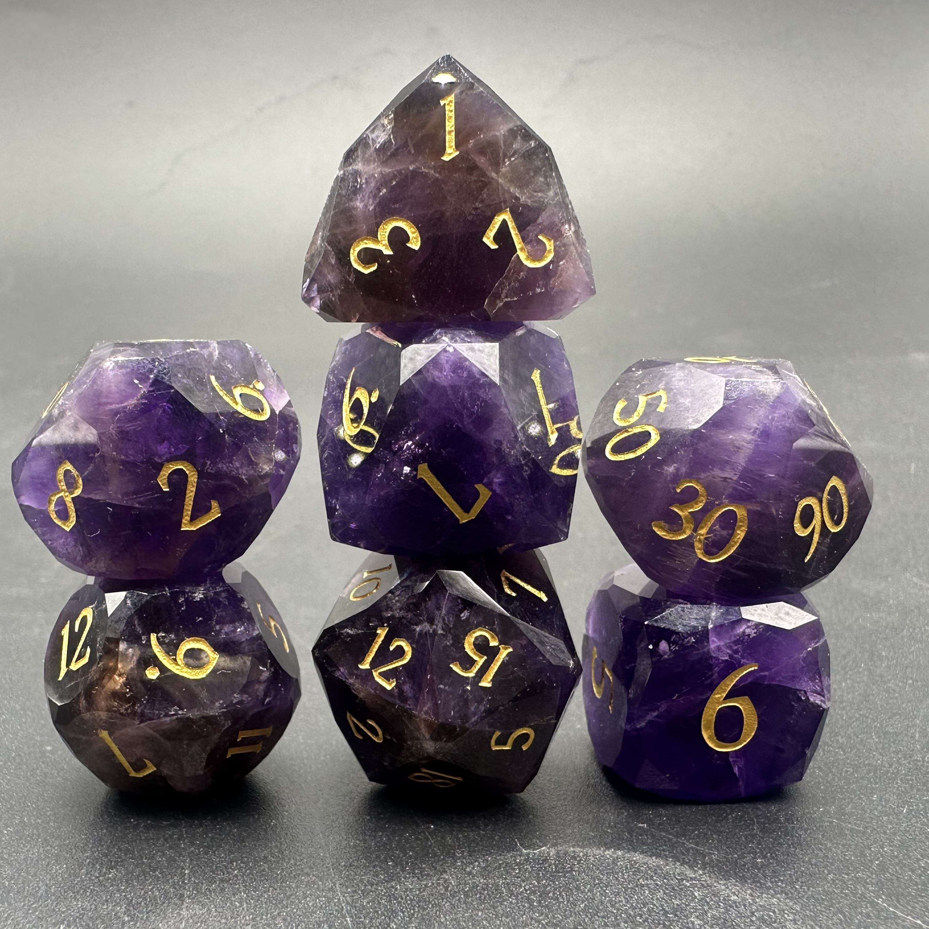 IceForge Dice Canada - Whispercrystal – Diamond Cut Amethyst Dice Set