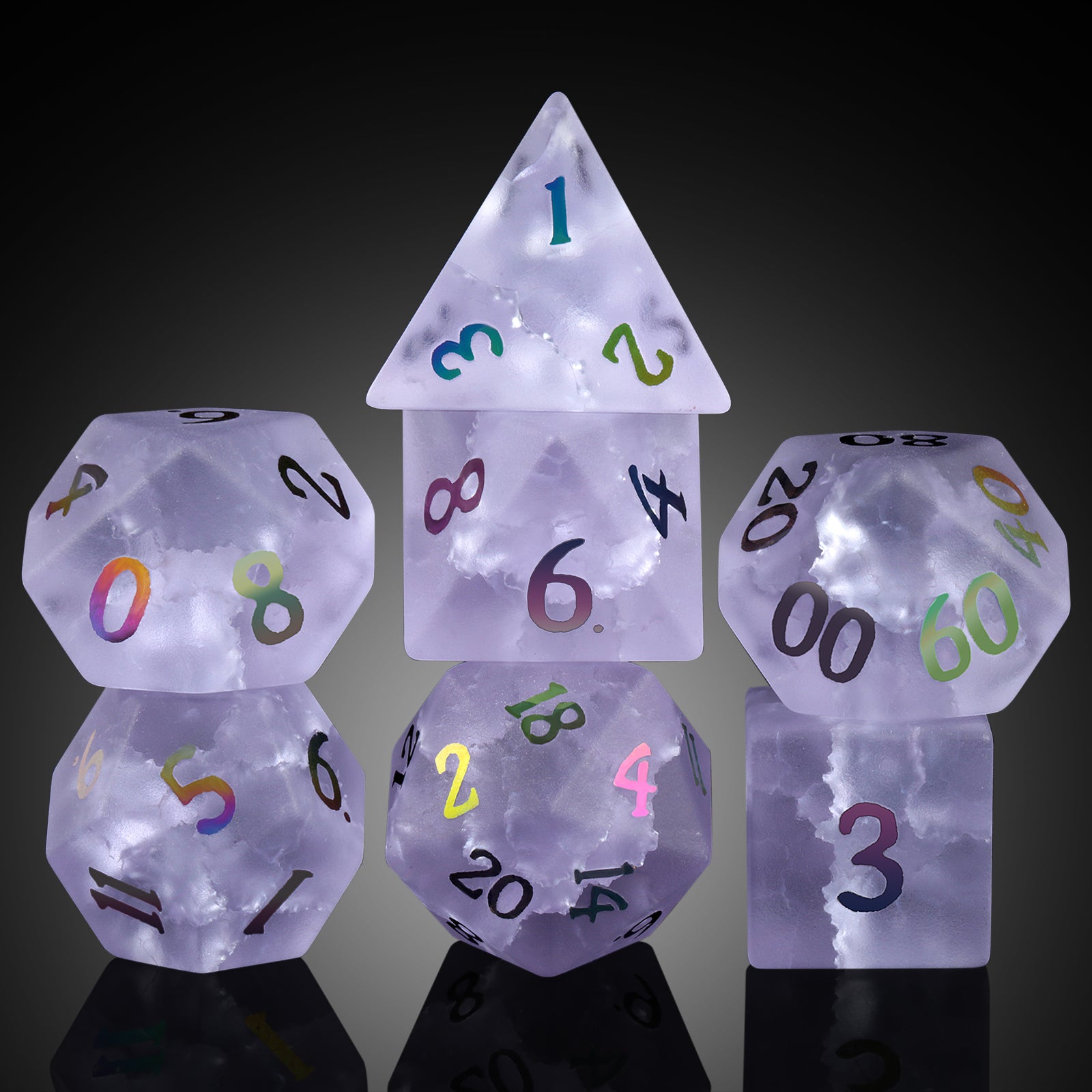 IceForge Dice Canada - Violet Rift - Frosted Glass Dice Set
