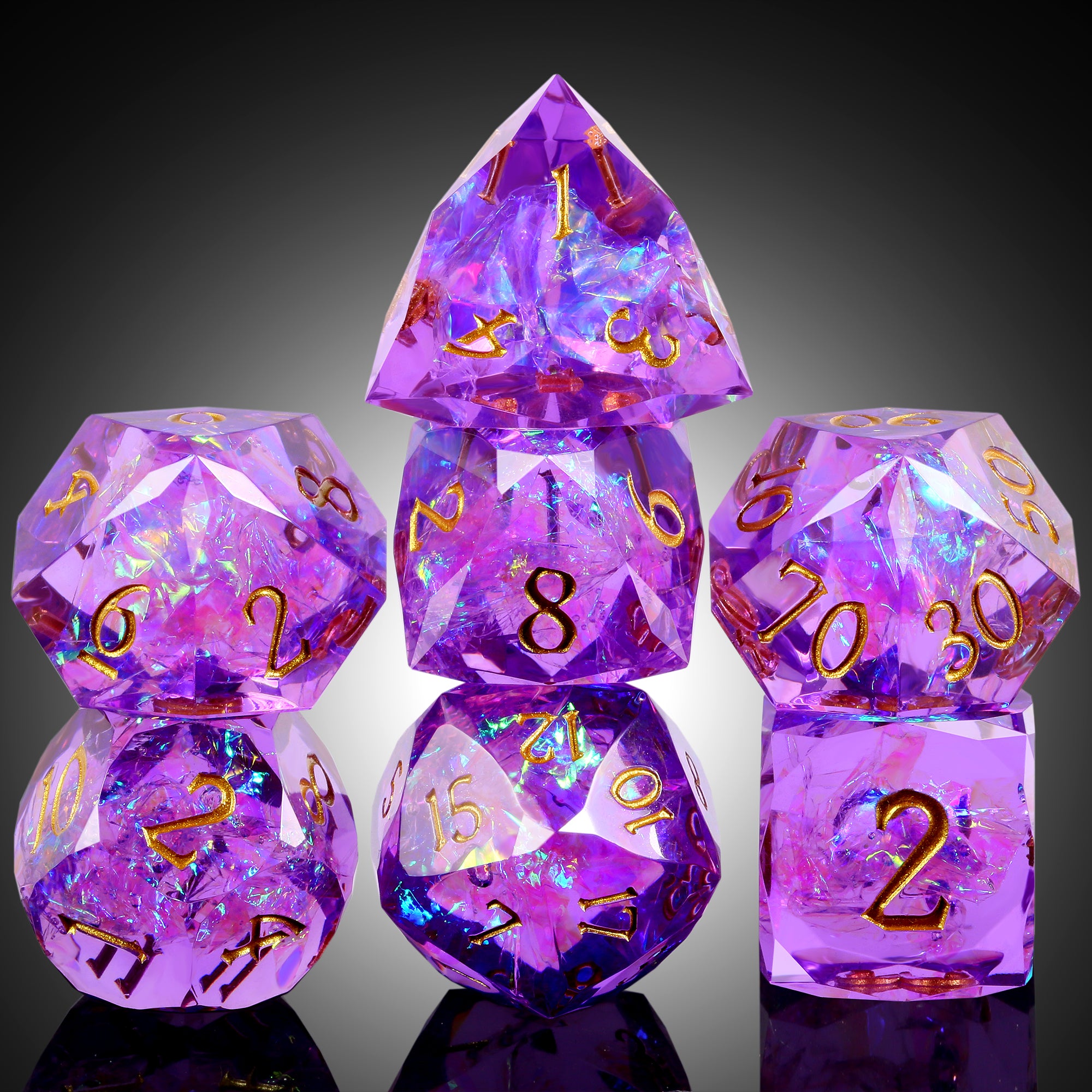 IceForge Dice Canada - Amethyst Aurora – Diamond-Edge Resin Dice Set