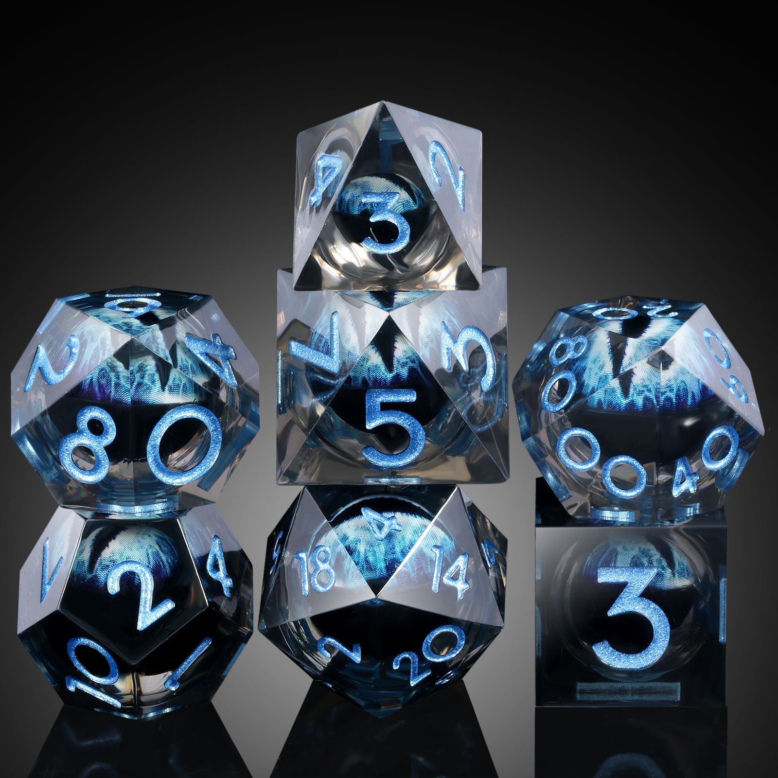 IceForge Dice Canada - Frostbound Dragon’s Gaze Liquid Core Dice Set