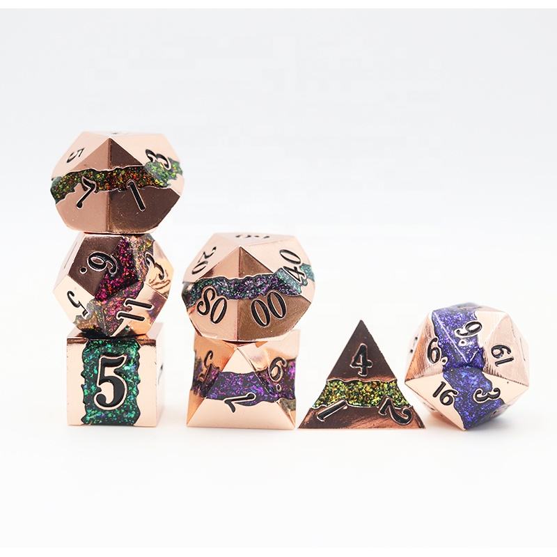 IceForge Dice Canada - Riftvein – Prismfract Ember – Metal Dice Set