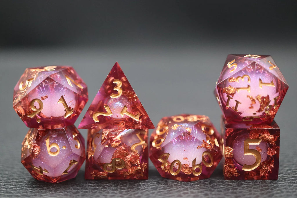 Gilded Petalflame – Liquid Core Dice Set