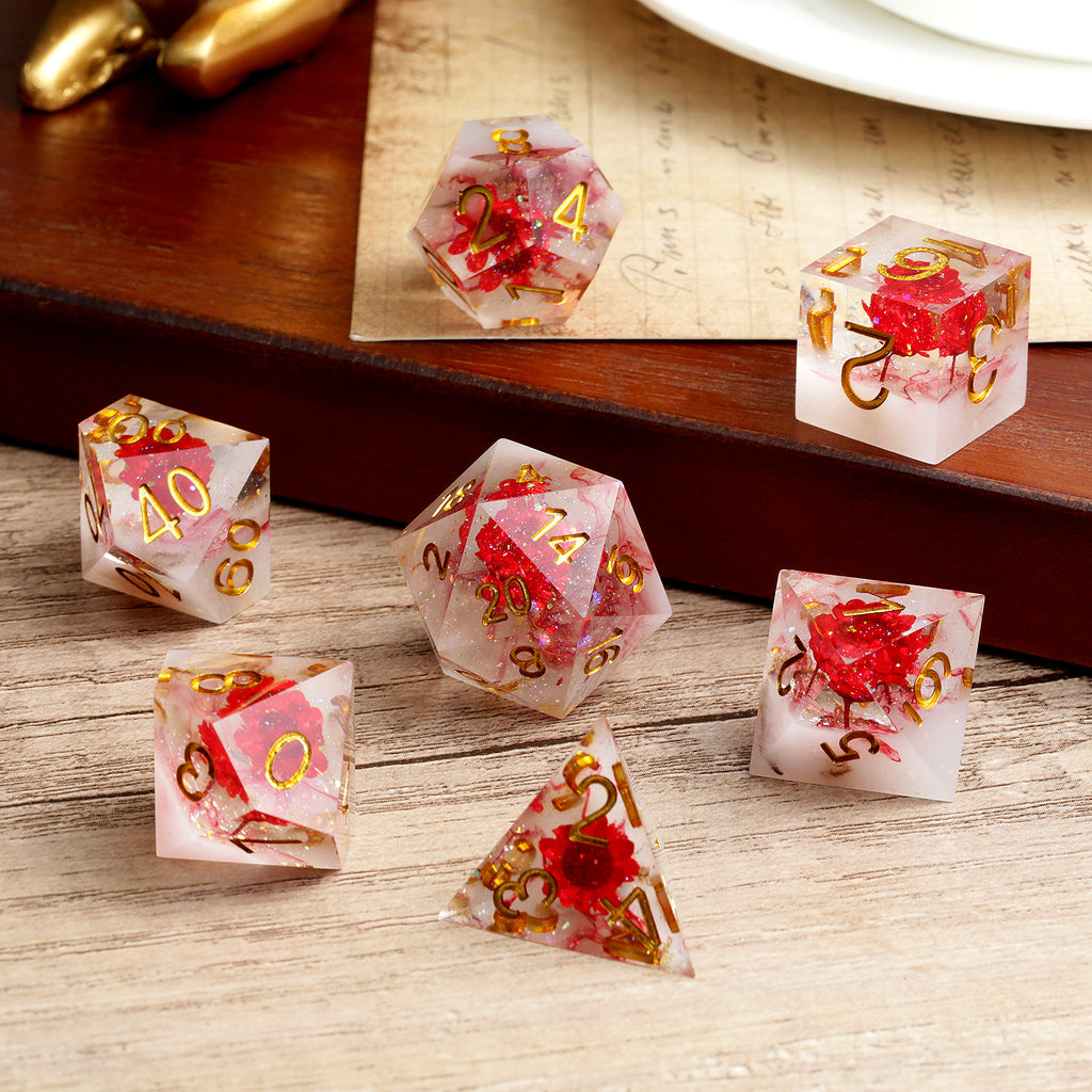 IceForge Dice Canada - Crimson Bloom – Sharp Edge Dice Set