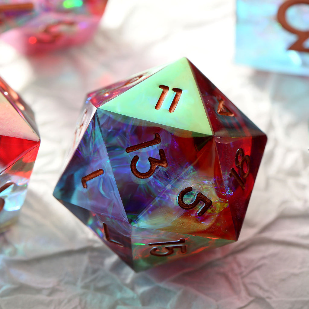 IceForge Dice Canada - Prismcore Ember Rift – Sharp Edge Dice Set