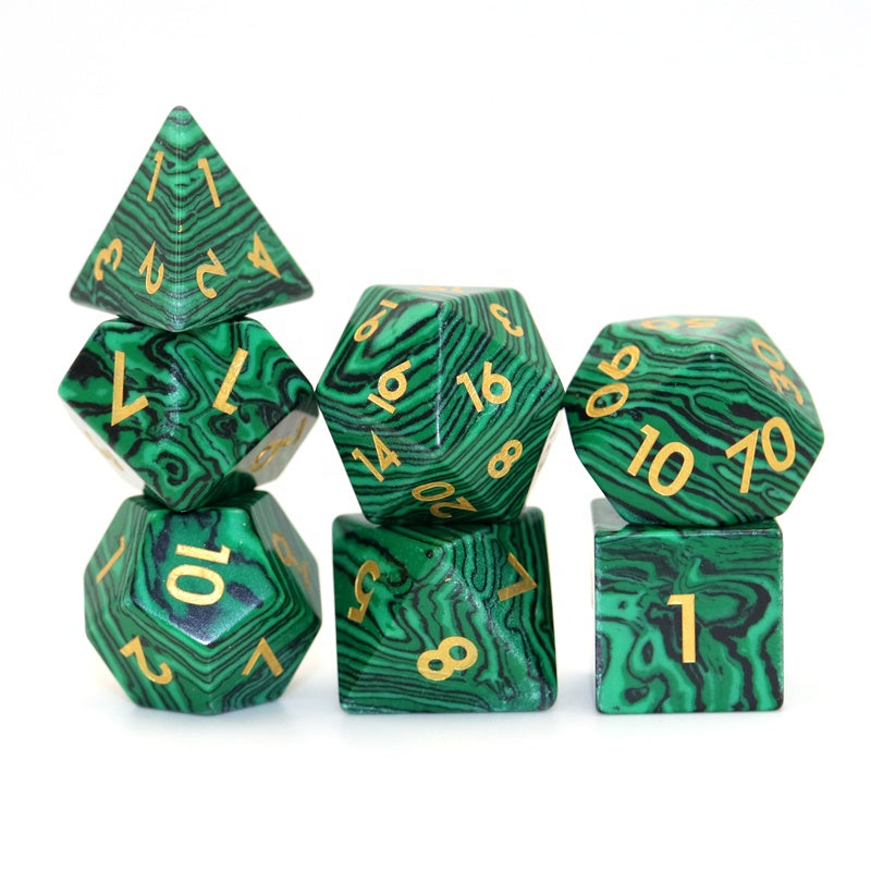 IceForge Dice Canada - Verdant Coil - Malachite Dice Set