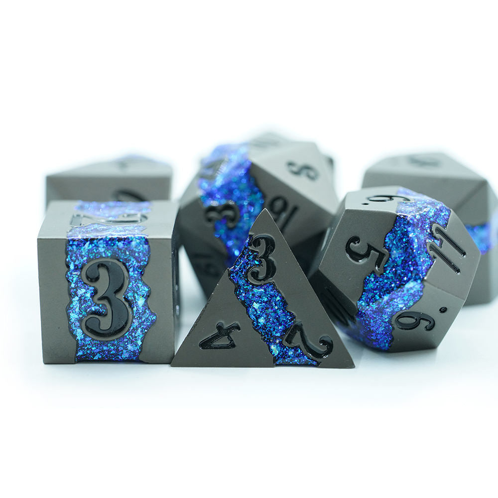 IceForge Dice Canada - Riftvein – Azure Vector – Metal Dice Set