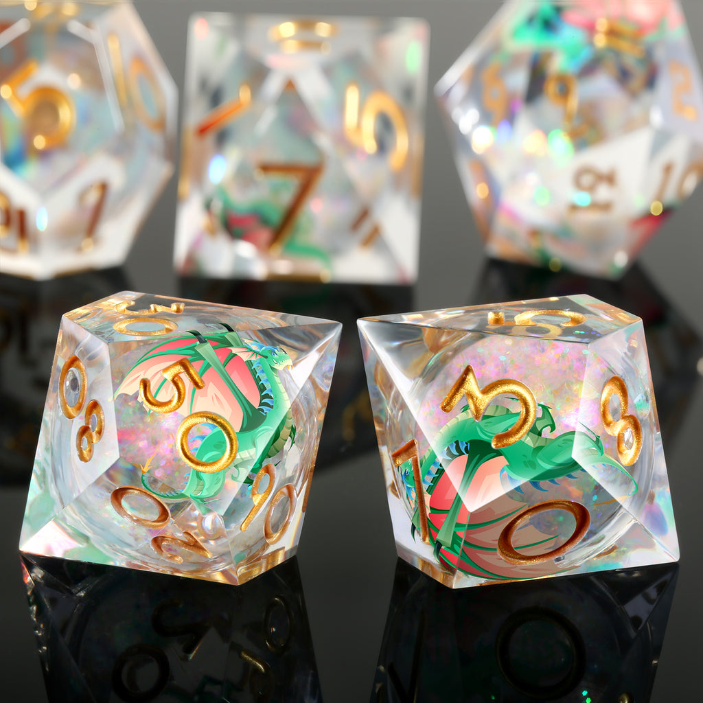 Emerald Wyrm – Liquid Core Dice Set