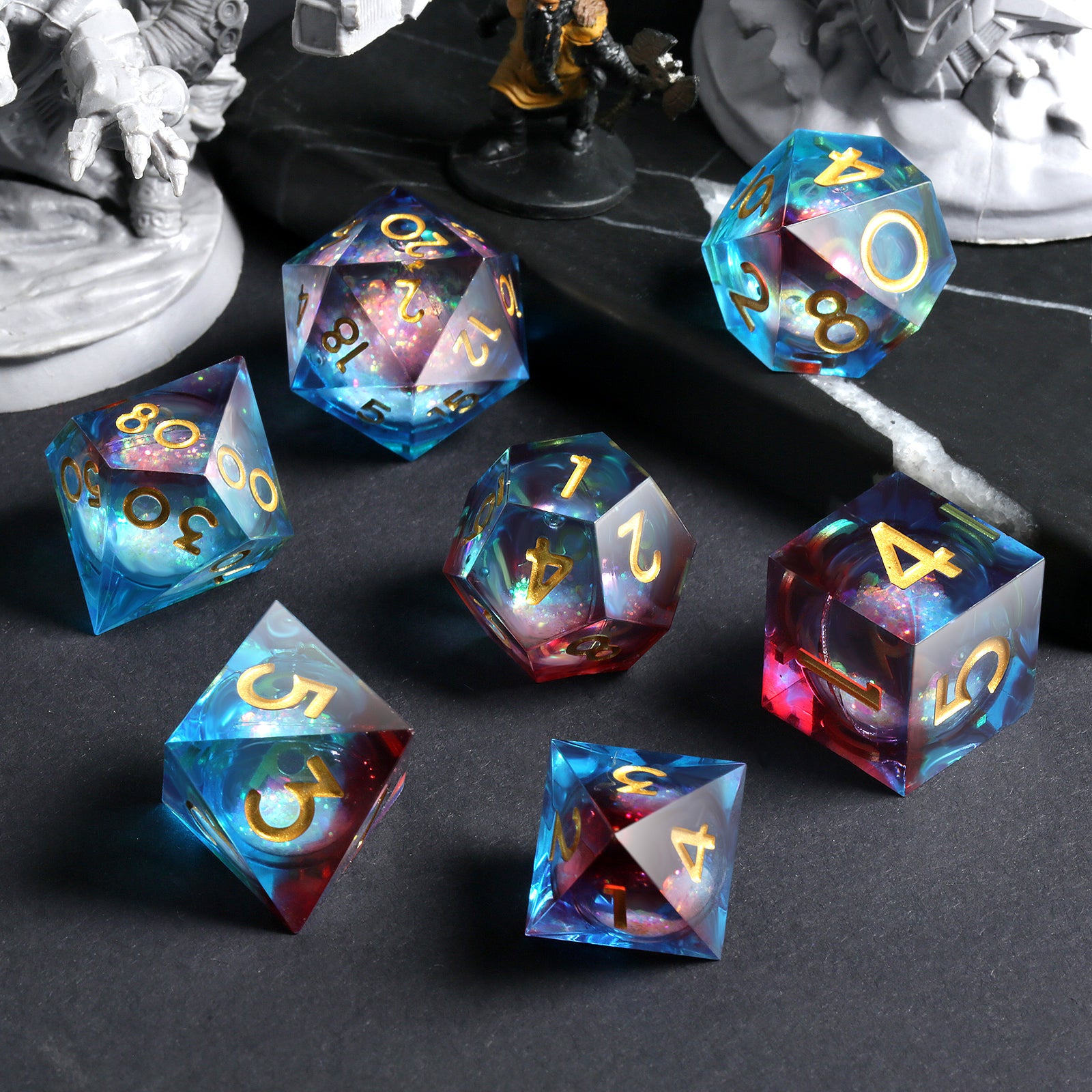 IceForge Dice Canada - Celestial Flame Liquid Core Dice Set