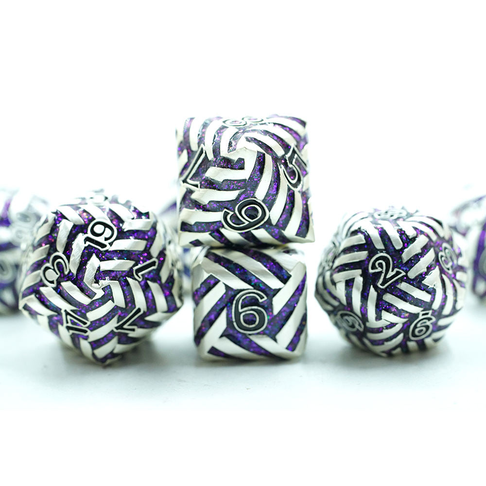 Abyssal Nightbraid – Violet Maelstrom Metal Dice Set