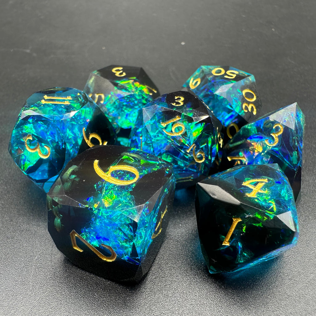 IceForge Dice Canada - Abyssal Tidemoon – Diamond-Edge Resin Dice Set