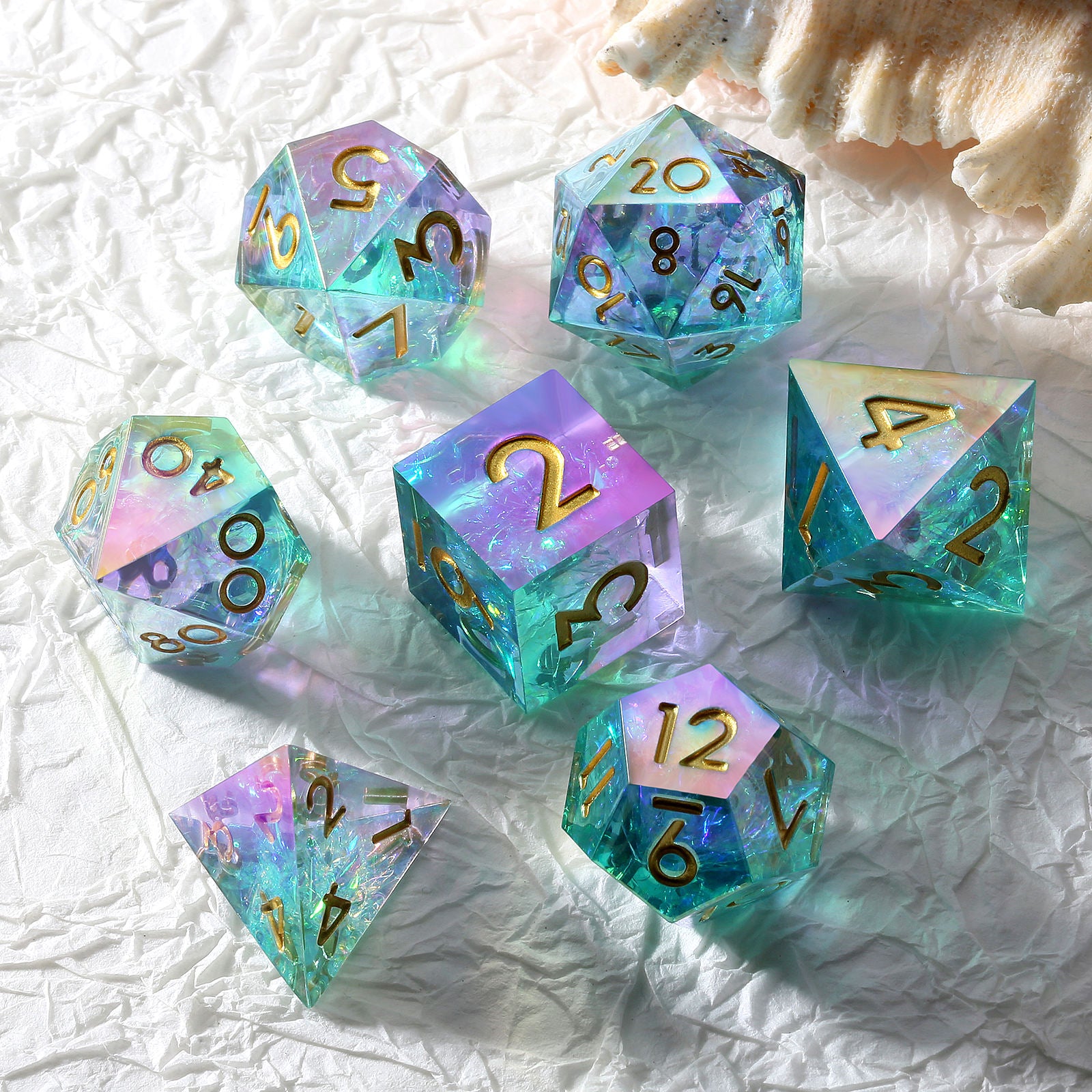 IceForge Dice Canada - Prismcore Tidal Aurora – Sharp Edge Dice Set
