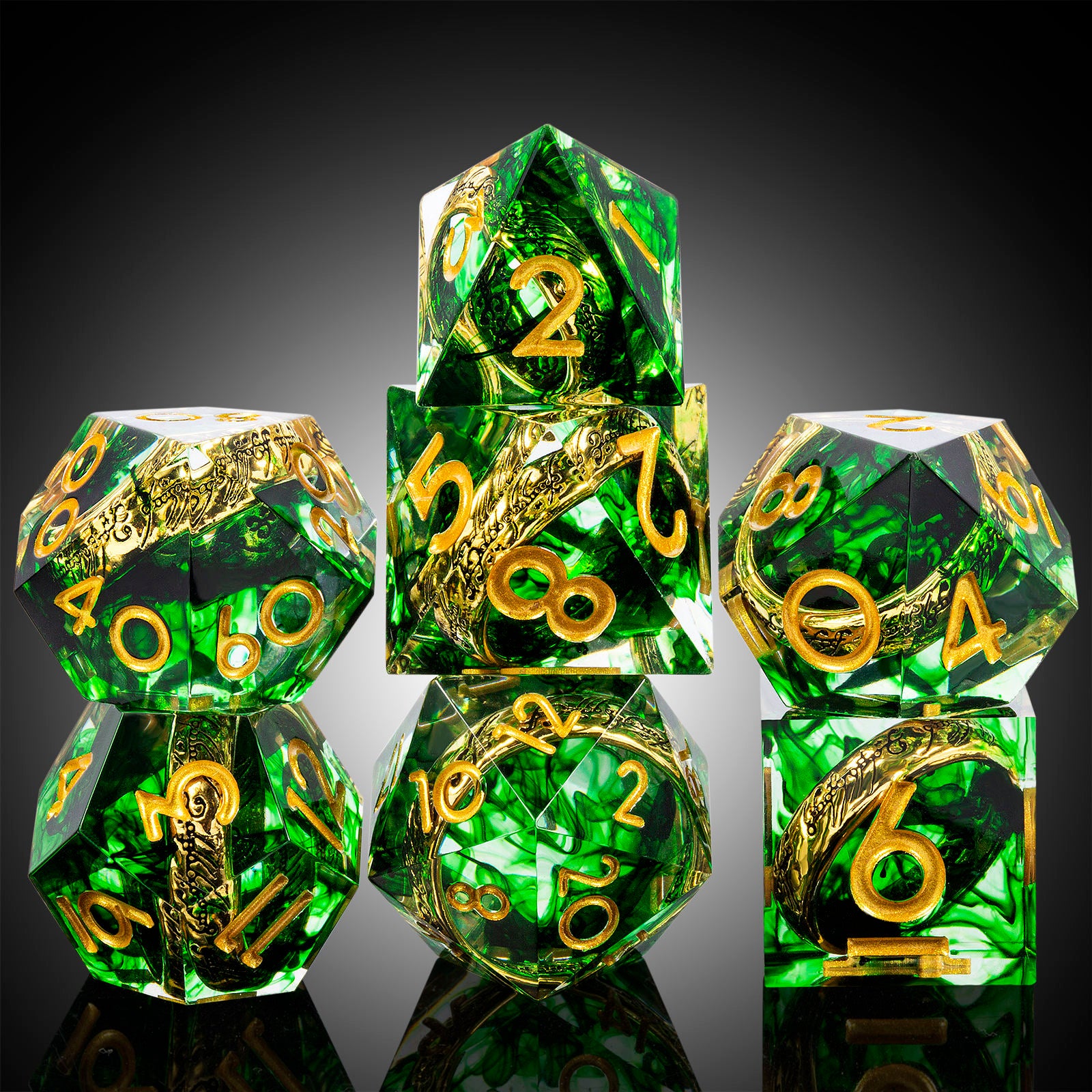 IceForge Dice Canada - Ring of Verdant Dominion – Floating Ring Dice Set
