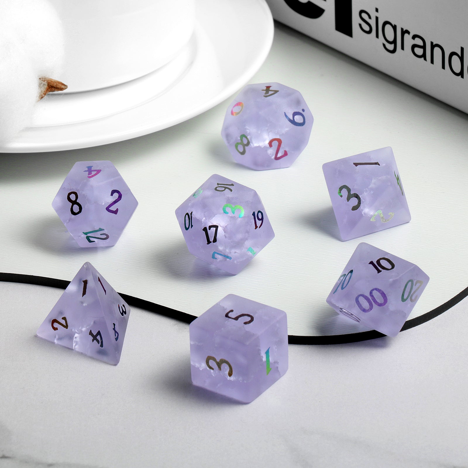 IceForge Dice Canada - Violet Rift - Frosted Glass Dice Set